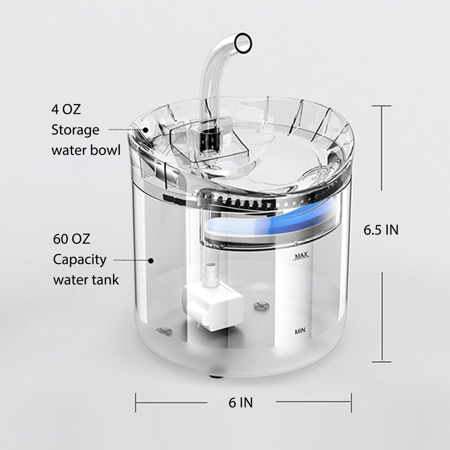 68 fl oz  Large Capacity Automatic  Pet Water Fountain with 2 Modes