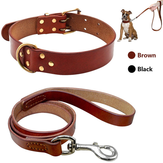 Durable Leather Dog Collar OR Leash Genuine Leather Dogs Collar